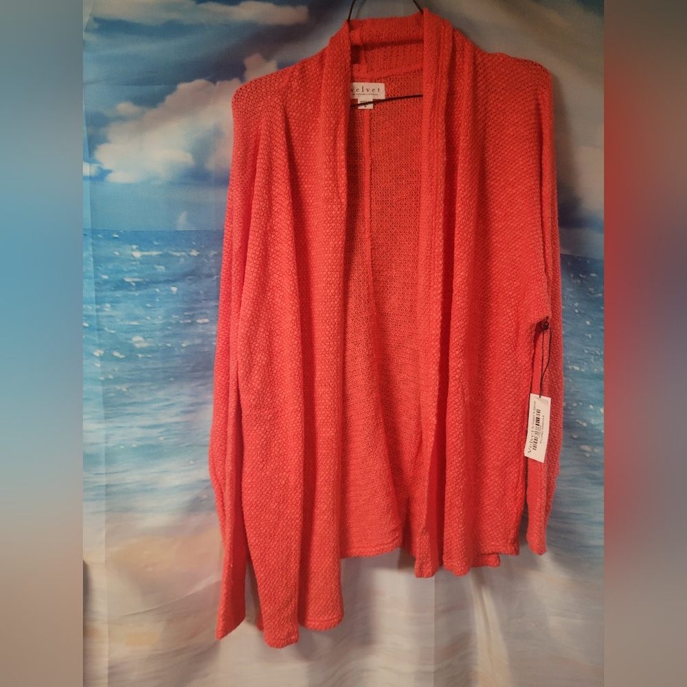 Velvet by Graham & Spencer NWT Hibiscus Color Sweater cardigan Size Medium